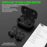 Audífonos inalámbricos TWS deportivos Bluetooth con estuche de carga y gancho de ajuste - 3