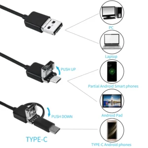 Cámara endoscopio HD 3 en 1 USB-C Micro USB para Android y PC con luz LED - 2