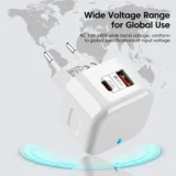 Cargador de pared USB-C 20W con carga rápida Power Delivery PD y QC3.0 - 3