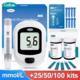 Glucómetro medidor de glucosa en sangre con kit de tiras reactivas, lancetas y dispositivo de punción - 1