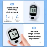 Glucómetro medidor de glucosa en sangre con kit de tiras reactivas, lancetas y dispositivo de punción - 2