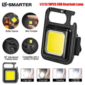 Mini Linterna LED COB Recargable Tipo Llavero con base magnética, gancho y abridor - 2