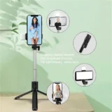 Selfie stick A37 con trípode luz de relleno y control remoto Bluetooth - 6