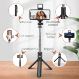 Selfie Stick Z14 Pro con trípode telescópico y luz de relleno LED - 6