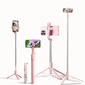 Selfie Stick Z6 con tripode y control remoto Bluetooth, luz de relleno y clip giratorio 360 grados - 1